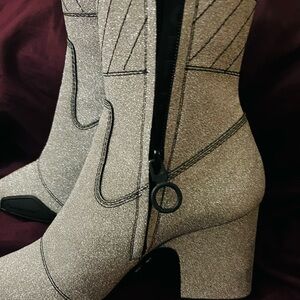Off-White w Virgil Abloh Silver Glitter Sock Boots